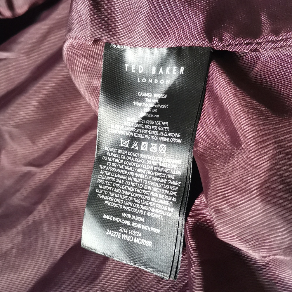 Ted Baker Burgundy Leather Jacket - Picture 7 of 7